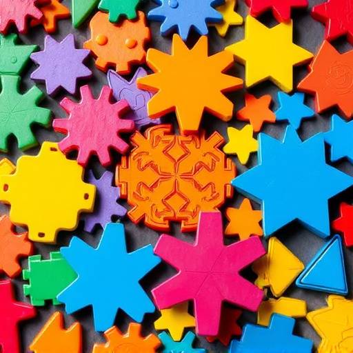 A colorful image of a set of magnetic building tiles in various shapes and sizes.