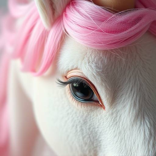 Close-up of the Enchanted Unicorn Plush's face, showing its embroidered details and soft fur